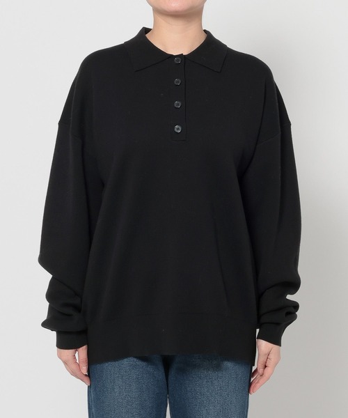 LOWRYS FARM（ローリーズファーム）の「ＢＩＧポロニットＬＳ  648323（ニット/セーター・レディース・ブラック/アイボリー/レッド・FREE）」の4枚目の写真