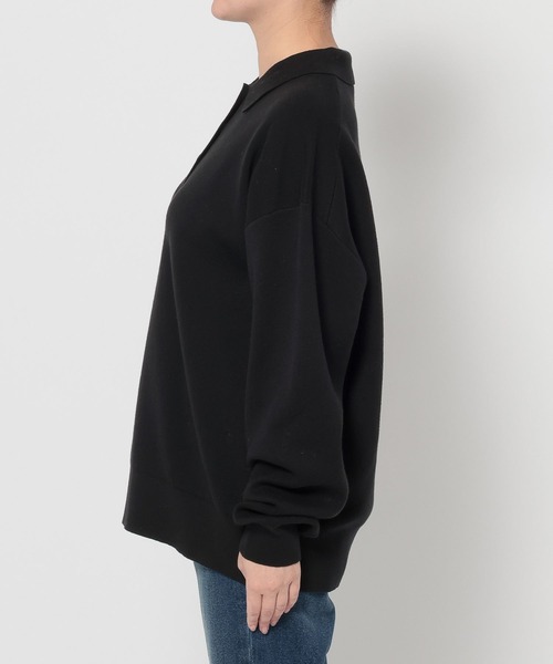 LOWRYS FARM（ローリーズファーム）の「ＢＩＧポロニットＬＳ  648323（ニット/セーター・レディース・ブラック/アイボリー/レッド・FREE）」の5枚目の写真