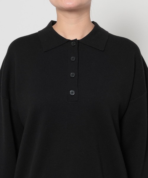 LOWRYS FARM（ローリーズファーム）の「ＢＩＧポロニットＬＳ  648323（ニット/セーター・レディース・ブラック/アイボリー/レッド・FREE）」の7枚目の写真