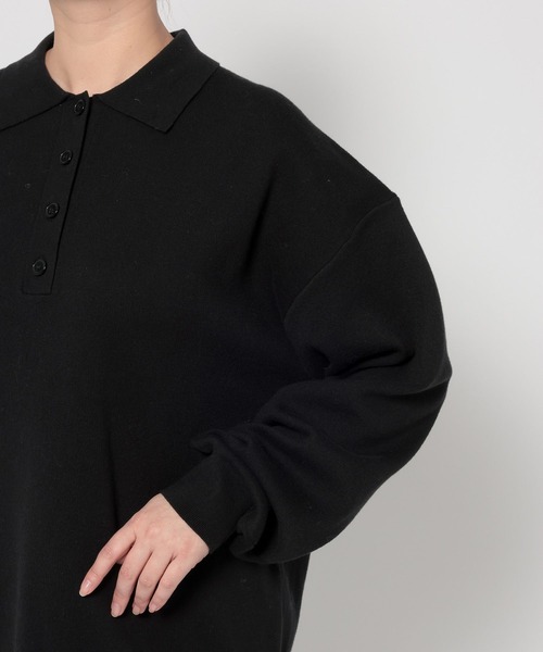 LOWRYS FARM（ローリーズファーム）の「ＢＩＧポロニットＬＳ  648323（ニット/セーター・レディース・ブラック/アイボリー/レッド・FREE）」の8枚目の写真