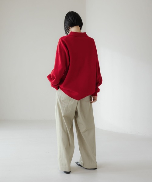 LOWRYS FARM（ローリーズファーム）の「ＢＩＧポロニットＬＳ  648323（ニット/セーター・レディース・ブラック/アイボリー/レッド・FREE）」の19枚目の写真