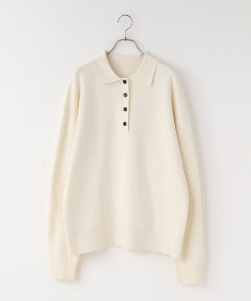 LOWRYS FARM（ローリーズファーム）の「ＢＩＧポロニットＬＳ  648323（ニット/セーター・レディース・ブラック/アイボリー/レッド・FREE）」の16枚目の写真