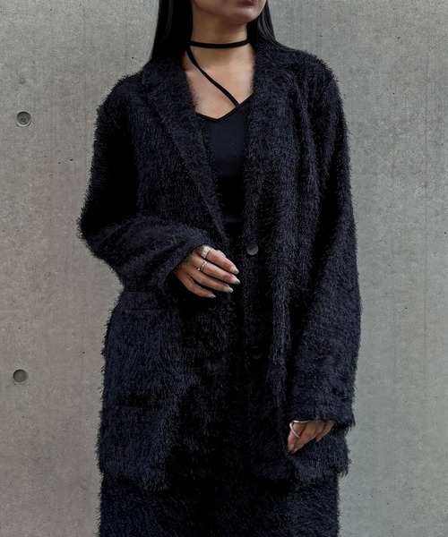 &g'aime(アンジェム)の「【&g'aime】フェザーテーラードジャケット Feather Tailored Jacket(テーラードジャケット・レディース・ホワイト/グレー/ブラック・FREE)」の3枚目の写真