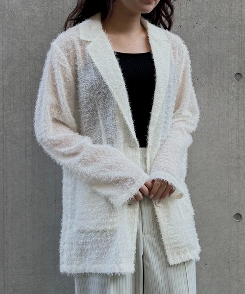 &g'aime(アンジェム)の「【&g'aime】フェザーテーラードジャケット Feather Tailored Jacket(テーラードジャケット・レディース・ホワイト/グレー/ブラック・FREE)」の12枚目の写真