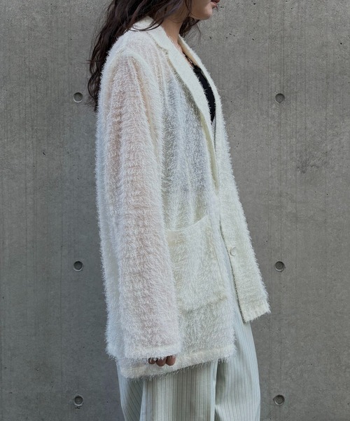 &g'aime(アンジェム)の「【&g'aime】フェザーテーラードジャケット Feather Tailored Jacket(テーラードジャケット・レディース・ホワイト/グレー/ブラック・FREE)」の15枚目の写真