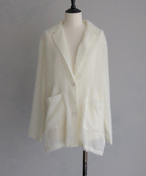&g'aime(アンジェム)の「【&g'aime】フェザーテーラードジャケット Feather Tailored Jacket(テーラードジャケット・レディース・ホワイト/グレー/ブラック・FREE)」の5枚目の写真