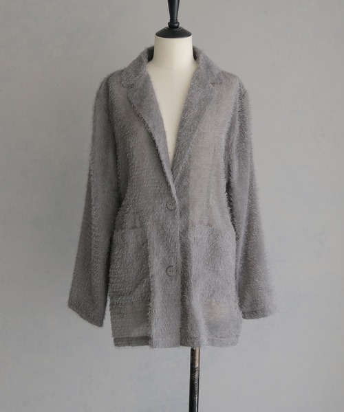 &g'aime(アンジェム)の「【&g'aime】フェザーテーラードジャケット Feather Tailored Jacket(テーラードジャケット・レディース・ホワイト/グレー/ブラック・FREE)」の6枚目の写真