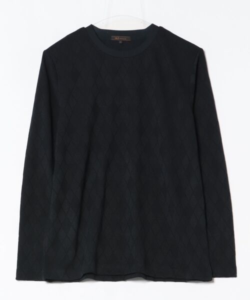 m.f.editorial（エムエフエディトリアル）の「【ロンＴ インナー】m.f.エディトリアルメンズ アーガイルジャガード クルーネック長袖Tシャツ（Tシャツ/カットソー・メンズ・ライトグレー/ネイビー・MEDIUM/LARGE/X-LARGE）」の5枚目の写真