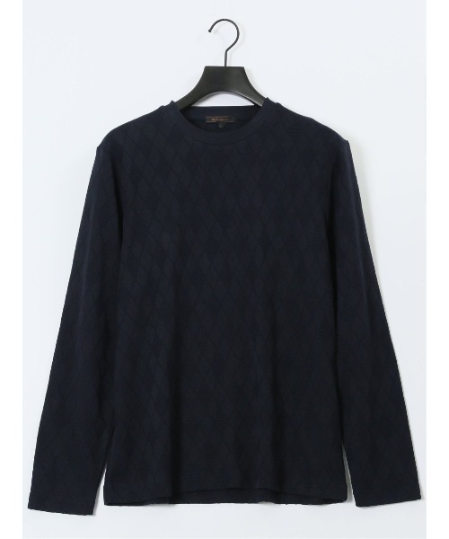 m.f.editorial（エムエフエディトリアル）の「【ロンＴ インナー】m.f.エディトリアルメンズ アーガイルジャガード クルーネック長袖Tシャツ（Tシャツ/カットソー・メンズ・ライトグレー/ネイビー・MEDIUM/LARGE/X-LARGE）」の7枚目の写真