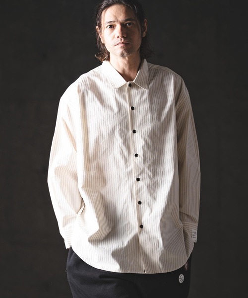 GLIMCLAP（グリムクラップ）の「ms6386-Pinstripe Shirt シャツ(201-011-gls-cg)（シャツ/ブラウス・メンズ・ホワイト×ブラック/ブラック/ホワイト・L/M/S）」の2枚目の写真