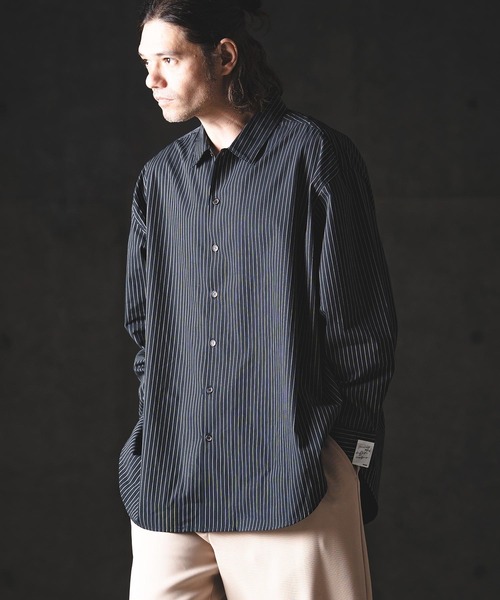 GLIMCLAP（グリムクラップ）の「ms6386-Pinstripe Shirt シャツ(201-011-gls-cg)（シャツ/ブラウス・メンズ・ホワイト×ブラック/ブラック/ホワイト・L/M/S）」の3枚目の写真