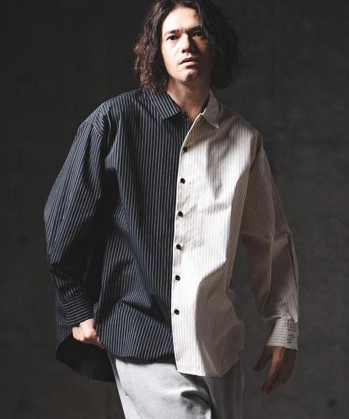 GLIMCLAP（グリムクラップ）の「ms6386-Pinstripe Shirt シャツ(201-011-gls-cg)（シャツ/ブラウス・メンズ・ホワイト×ブラック/ブラック/ホワイト・L/M/S）」の9枚目の写真