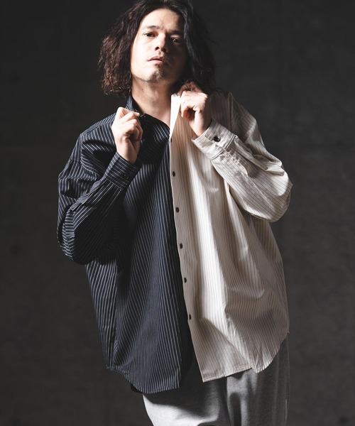 GLIMCLAP（グリムクラップ）の「ms6386-Pinstripe Shirt シャツ(201-011-gls-cg)（シャツ/ブラウス・メンズ・ホワイト×ブラック/ブラック/ホワイト・L/M/S）」の10枚目の写真