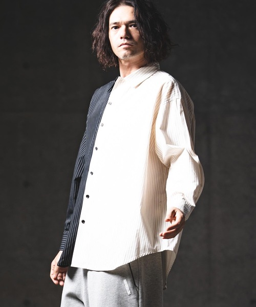 GLIMCLAP（グリムクラップ）の「ms6386-Pinstripe Shirt シャツ(201-011-gls-cg)（シャツ/ブラウス・メンズ・ホワイト×ブラック/ブラック/ホワイト・L/M/S）」の11枚目の写真