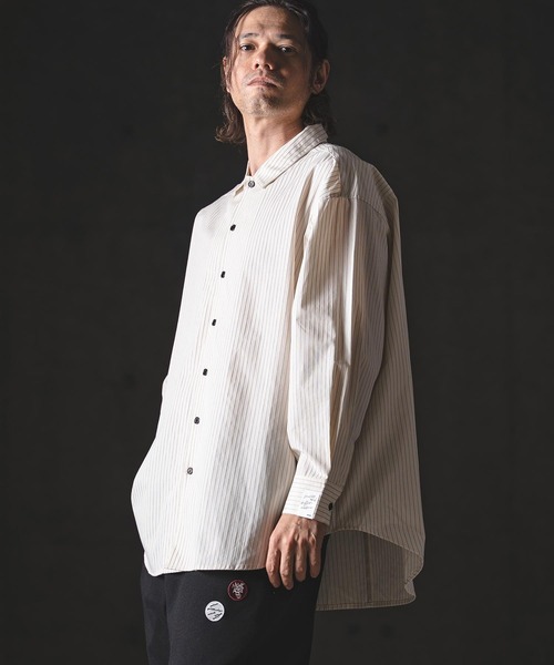 GLIMCLAP（グリムクラップ）の「ms6386-Pinstripe Shirt シャツ(201-011-gls-cg)（シャツ/ブラウス・メンズ・ホワイト×ブラック/ブラック/ホワイト・L/M/S）」の16枚目の写真