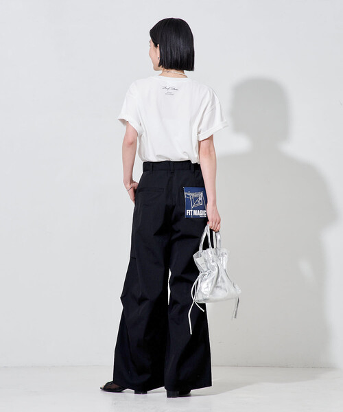 FREAK'S STORE（フリークスストア）の「FIT MAGIC マーベルト タックワイドパンツ/ウエストゴム（チノパンツ・レディース・ブラック/オフホワイト/キャメル/ブラウン・SMALL/MEDIUM）」の19枚目の写真