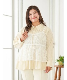 Re-J&SUPURE（リジェイアンドスプル）の「【大きいサイズ】【Sasaki Mikiコラボ】[前後2WAY]レースリボンビスチェ（キャミソール）」