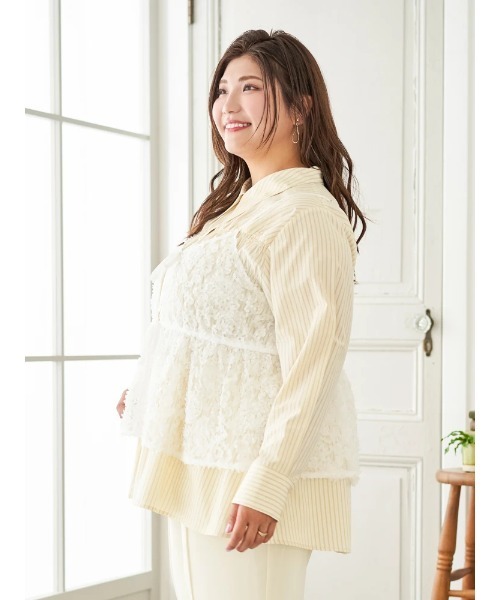 Re-J&SUPURE（リジェイアンドスプル）の「【大きいサイズ】【Sasaki Mikiコラボ】[前後2WAY]レースリボンビスチェ（キャミソール・レディース・オフホワイト/ブラック・XXX-LARGE/XX-LARGE/XXXX-LARGE）」の5枚目の写真