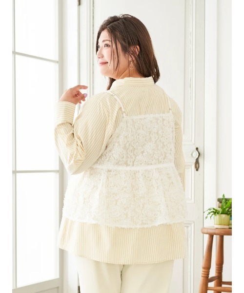 Re-J&SUPURE（リジェイアンドスプル）の「【大きいサイズ】【Sasaki Mikiコラボ】[前後2WAY]レースリボンビスチェ（キャミソール・レディース・オフホワイト/ブラック・XXX-LARGE/XX-LARGE/XXXX-LARGE）」の6枚目の写真