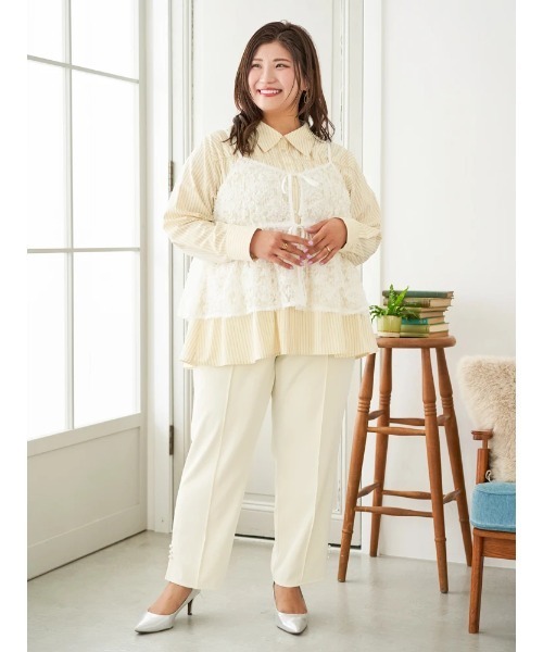 大きいサイズ】【Sasaki Mikiコラボ】[前後2WAY]レースリボンビスチェ