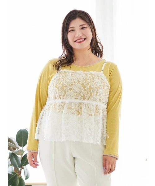 Re-J&SUPURE（リジェイアンドスプル）の「【大きいサイズ】【Sasaki Mikiコラボ】[前後2WAY]レースリボンビスチェ（キャミソール・レディース・オフホワイト/ブラック・XXX-LARGE/XX-LARGE/XXXX-LARGE）」の12枚目の写真