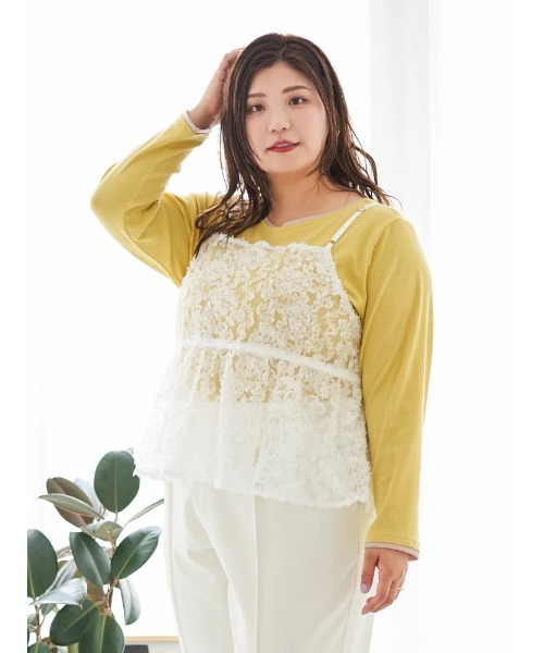 大きいサイズ】【Sasaki Mikiコラボ】[前後2WAY]レースリボンビスチェ