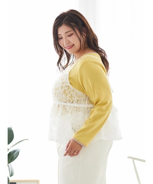 Re-J&SUPURE（リジェイアンドスプル）の「【大きいサイズ】【Sasaki Mikiコラボ】[前後2WAY]レースリボンビスチェ（キャミソール・レディース・オフホワイト/ブラック・XXX-LARGE/XX-LARGE/XXXX-LARGE）」の15枚目の写真