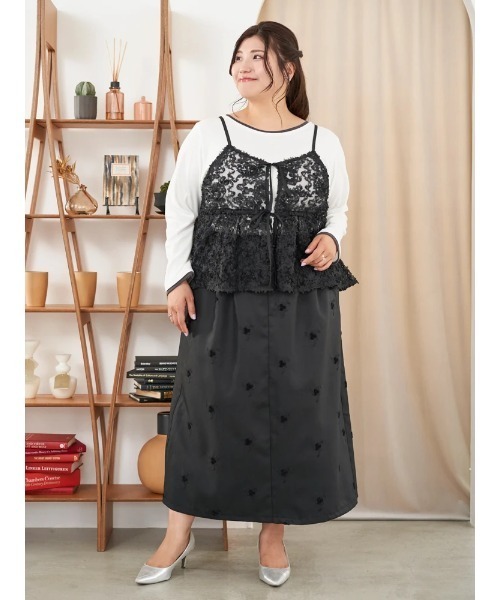 大きいサイズ】【Sasaki Mikiコラボ】[前後2WAY]レースリボンビスチェ