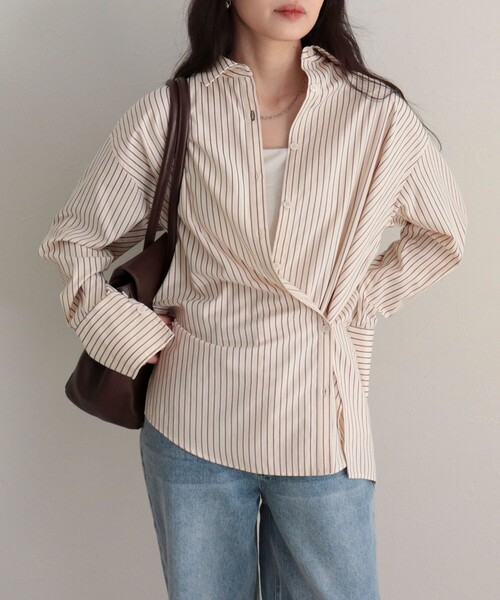 fredy emue（フレディエミュ）の「2WAYオーバーシャツ（シャツ/ブラウス・レディース・ブラウン系その他/サックスブルー/ミント/ブルー系その他・38）」の2枚目の写真