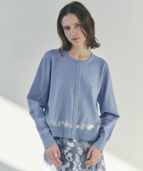 YECCA VECCA（イェッカヴェッカ）の「シアーMIXカーディガン（カーディガン/ボレロ・レディース・イエロー/オフホワイト/ブラック/ブルー・FREE）」の4枚目の写真