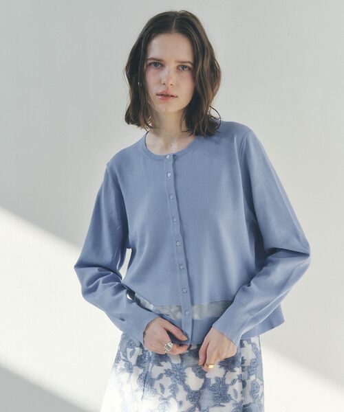 YECCA VECCA（イェッカヴェッカ）の「シアーMIXカーディガン（カーディガン/ボレロ・レディース・イエロー/オフホワイト/ブラック/ブルー・FREE）」の7枚目の写真