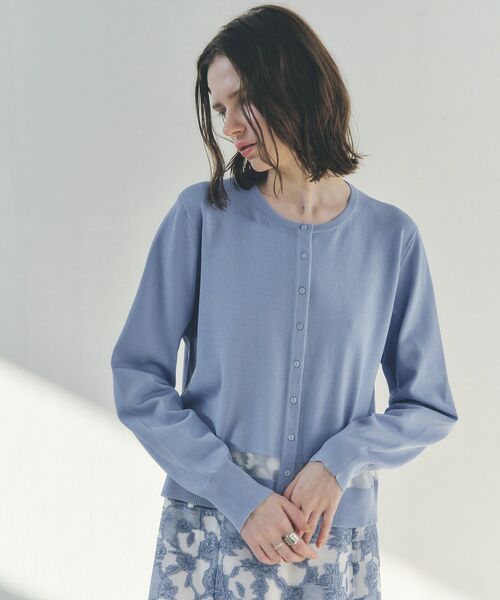 YECCA VECCA（イェッカヴェッカ）の「シアーMIXカーディガン（カーディガン/ボレロ・レディース・イエロー/オフホワイト/ブラック/ブルー・FREE）」の8枚目の写真