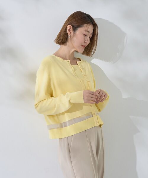 YECCA VECCA（イェッカヴェッカ）の「シアーMIXカーディガン（カーディガン/ボレロ・レディース・イエロー/オフホワイト/ブラック/ブルー・FREE）」の14枚目の写真