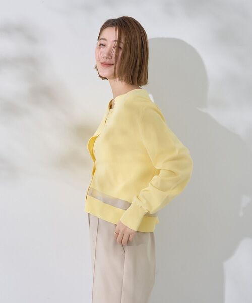 YECCA VECCA（イェッカヴェッカ）の「シアーMIXカーディガン（カーディガン/ボレロ・レディース・イエロー/オフホワイト/ブラック/ブルー・FREE）」の15枚目の写真