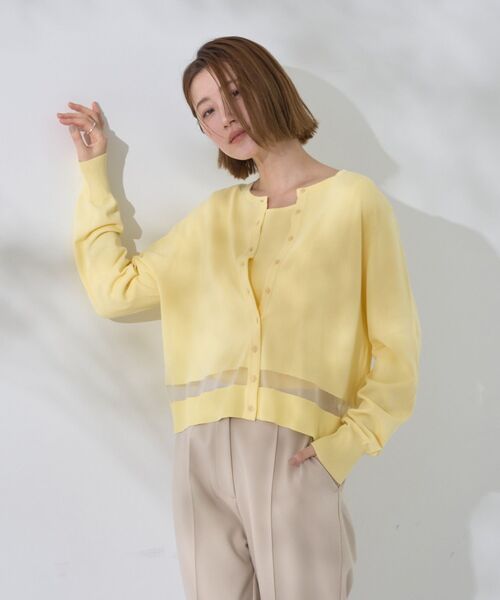 YECCA VECCA（イェッカヴェッカ）の「シアーMIXカーディガン（カーディガン/ボレロ・レディース・イエロー/オフホワイト/ブラック/ブルー・FREE）」の5枚目の写真