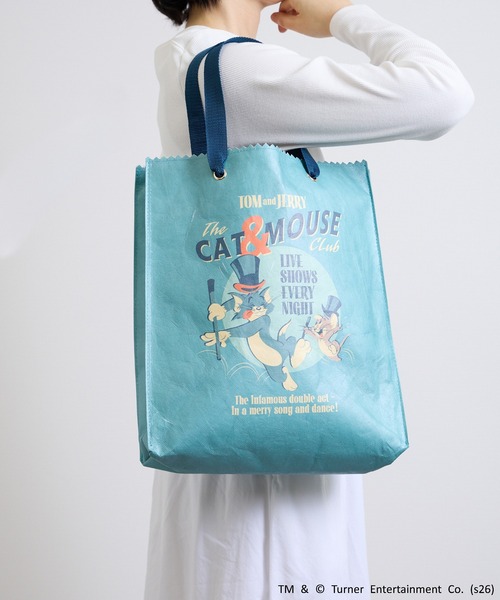 Tom＆Jerry（トムアンドジェリー）の「FLAPPER フラッパー:トムとジェリー レトロポスター　超軽量 130g トートバッグ（トートバッグ・レディース・ターコイズブルー/ブラック/ベージュ/ホワイト・FREE）」の4枚目の写真