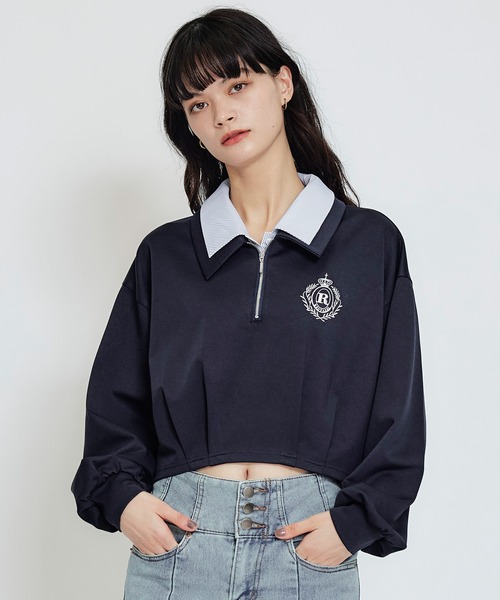 REDYAZEL（レディアゼル）の「エンブレムダブルカラーカットプルオーバー（Tシャツ/カットソー・レディース・オフホワイト/ミント/ネイビー・FREE）」の3枚目の写真