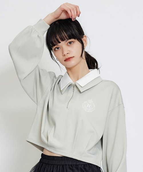 REDYAZEL（レディアゼル）の「エンブレムダブルカラーカットプルオーバー（Tシャツ/カットソー・レディース・オフホワイト/ミント/ネイビー・FREE）」の2枚目の写真