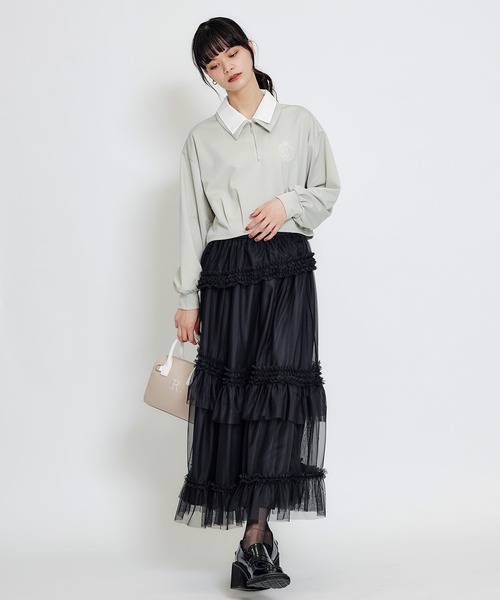 REDYAZEL（レディアゼル）の「エンブレムダブルカラーカットプルオーバー（Tシャツ/カットソー・レディース・オフホワイト/ミント/ネイビー・FREE）」の18枚目の写真