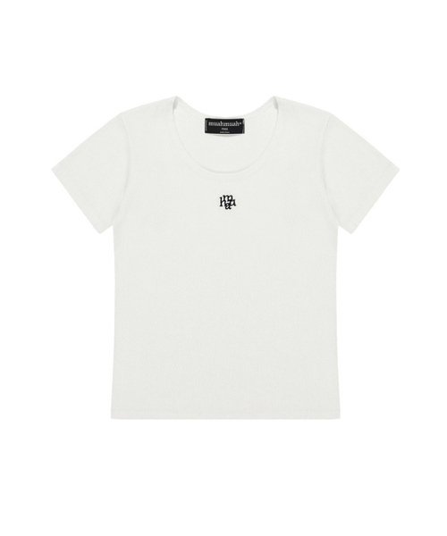 muahmuah（ムーアムーア）の「スティッチUネック半袖Tシャツ[4色]（Tシャツ/カットソー・レディース・グレー/アイボリー/ブラック/ネイビー・FREE）」の7枚目の写真