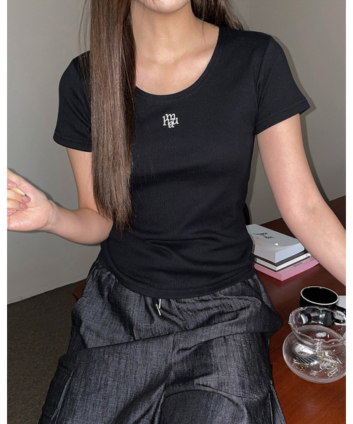 muahmuah（ムーアムーア）の「スティッチUネック半袖Tシャツ[4色]（Tシャツ/カットソー・レディース・グレー/アイボリー/ブラック/ネイビー・FREE）」の16枚目の写真