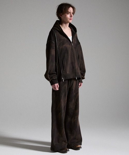 GRANCY（グランシー）の「【GRANCY】Triple Zip Design Dirty Hoodie / トリプルジップデザインダーティパーカー（パーカー・メンズ・ブラウン/グレー/カーキ・S/M/L）」の21枚目の写真