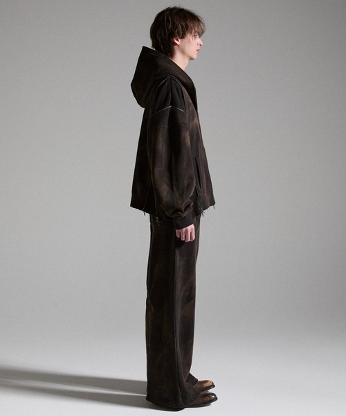 GRANCY（グランシー）の「【GRANCY】Triple Zip Design Dirty Hoodie / トリプルジップデザインダーティパーカー（パーカー・メンズ・ブラウン/グレー/カーキ・S/M/L）」の22枚目の写真