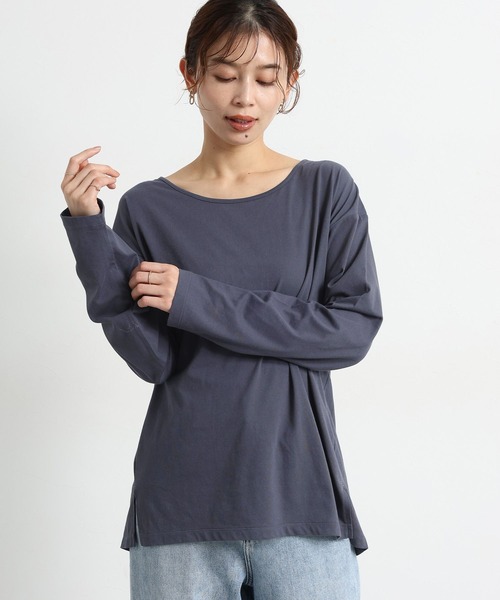 studio CLIP(スタディオクリップ)の「ベーシックシアーカラーロングTシャツ(Tシャツ/カットソー・レディース・ネイビー/イエロー/ピンク/ホワイト/グリーン・FREE)」の4枚目の写真