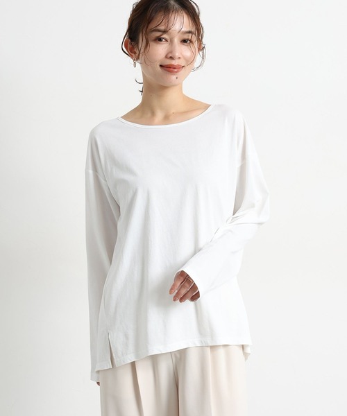 studio CLIP(スタディオクリップ)の「ベーシックシアーカラーロングTシャツ(Tシャツ/カットソー・レディース・ネイビー/イエロー/ピンク/ホワイト/グリーン・FREE)」の2枚目の写真