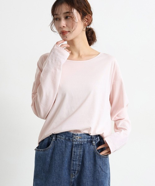 studio CLIP(スタディオクリップ)の「ベーシックシアーカラーロングTシャツ(Tシャツ/カットソー・レディース・ネイビー/イエロー/ピンク/ホワイト/グリーン・FREE)」の5枚目の写真