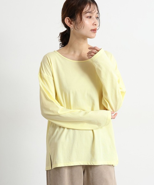 studio CLIP(スタディオクリップ)の「ベーシックシアーカラーロングTシャツ(Tシャツ/カットソー・レディース・ネイビー/イエロー/ピンク/ホワイト/グリーン・FREE)」の1枚目の写真
