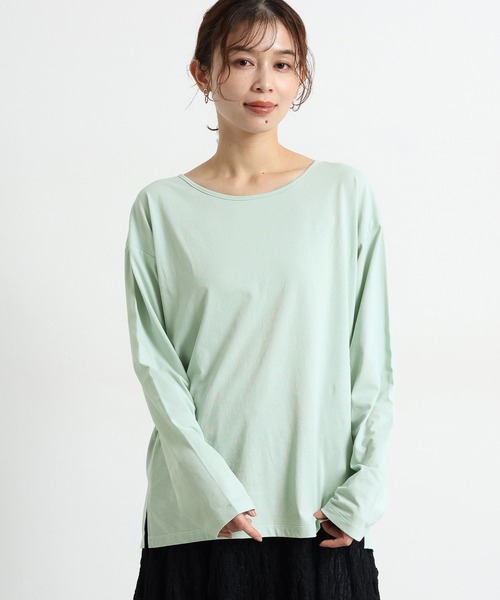 studio CLIP(スタディオクリップ)の「ベーシックシアーカラーロングTシャツ(Tシャツ/カットソー・レディース・ネイビー/イエロー/ピンク/ホワイト/グリーン・FREE)」の3枚目の写真