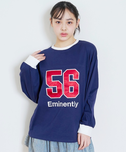 LOVETOXIC(ラブトキシック)の「【LTXC/綿100%】ナンバーアップリ長袖T(Tシャツ/カットソー・キッズ・ネイビー/トップグレー/オフホワイト/サックスブルー・130cm/M:150cm/S:140cm/L:160cm)」の4枚目の写真