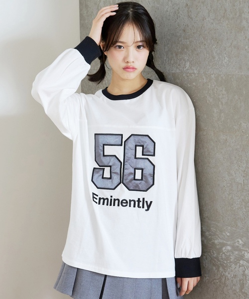 LOVETOXIC(ラブトキシック)の「【LTXC/綿100%】ナンバーアップリ長袖T(Tシャツ/カットソー・キッズ・ネイビー/トップグレー/オフホワイト/サックスブルー・130cm/M:150cm/S:140cm/L:160cm)」の6枚目の写真